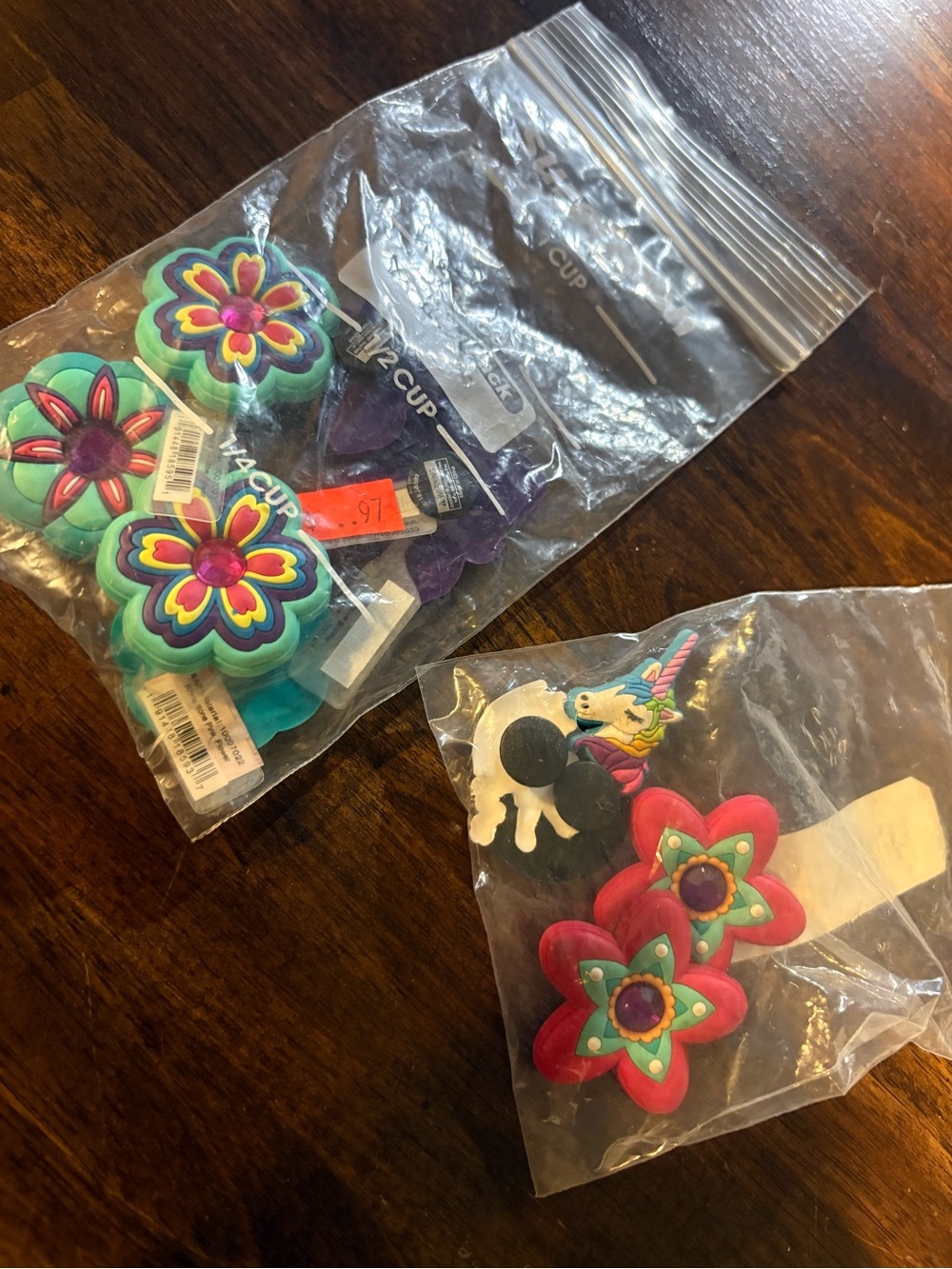 CROCS Flower Jibbitz Charms in Teal, Pink, Purple